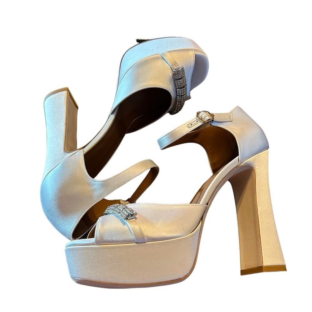 Malone Souliers Yurkia Crystal Platform Sandals Block Heel Open Toe NEW EU 40 - Picture 7 of 9